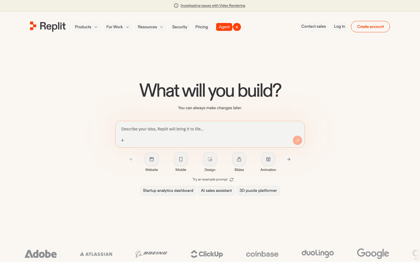 Replit landing page