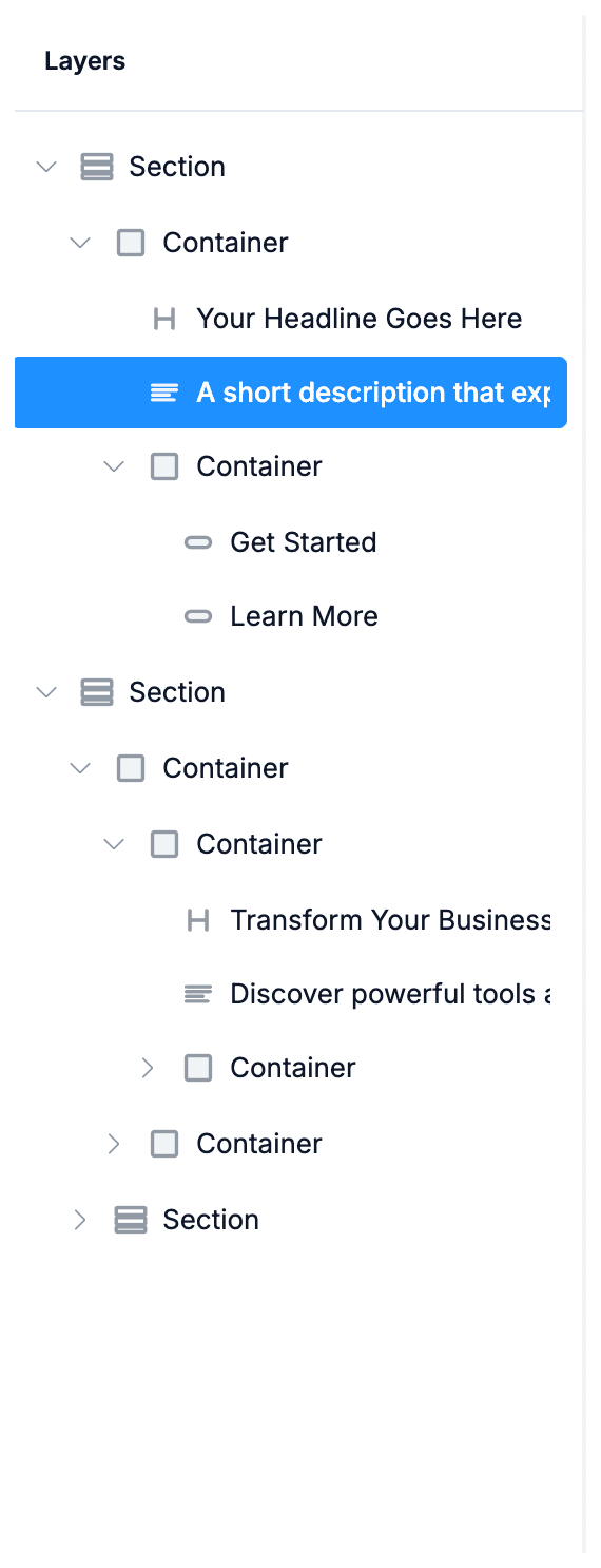 Layers panel interface