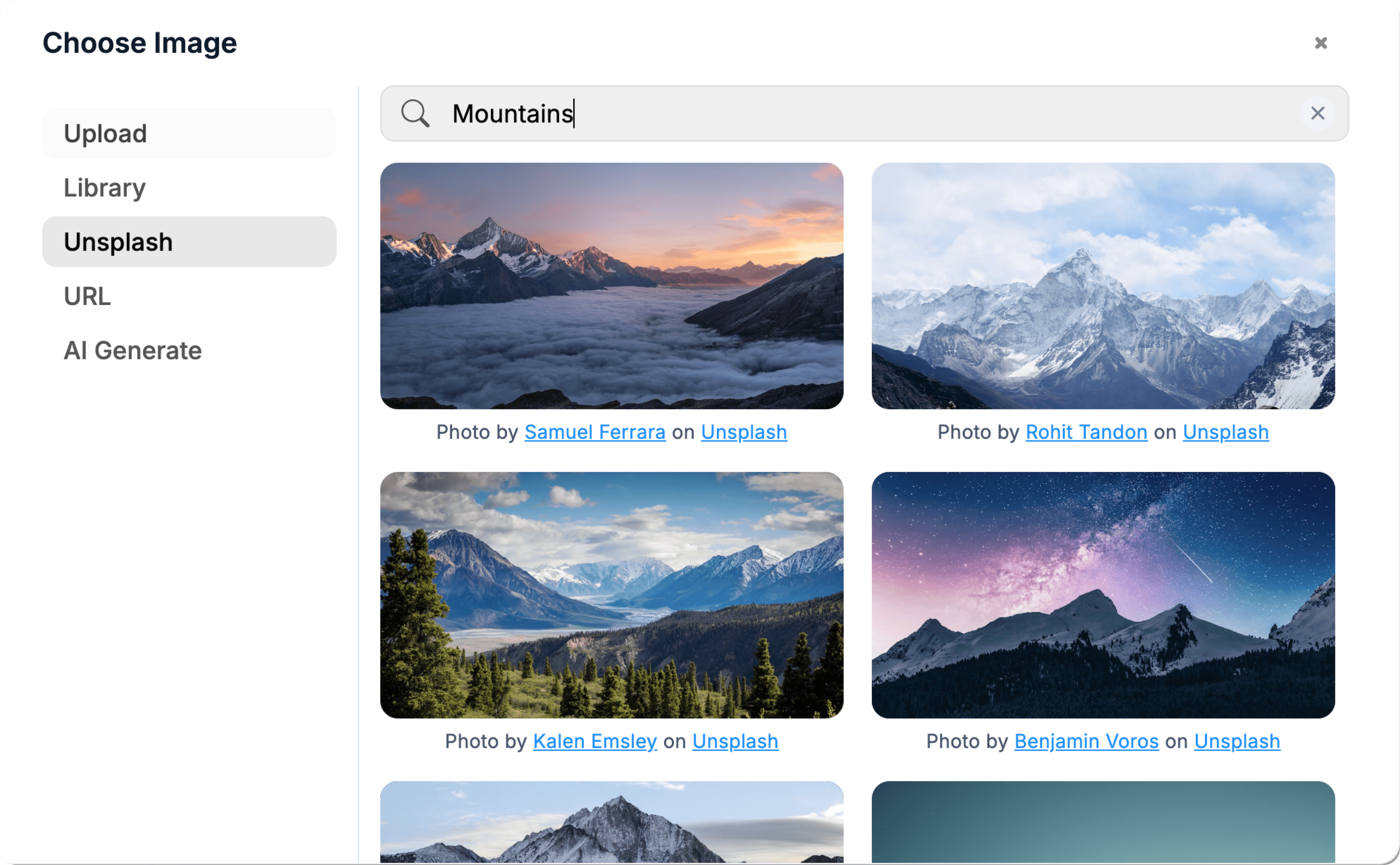 Unsplash integration