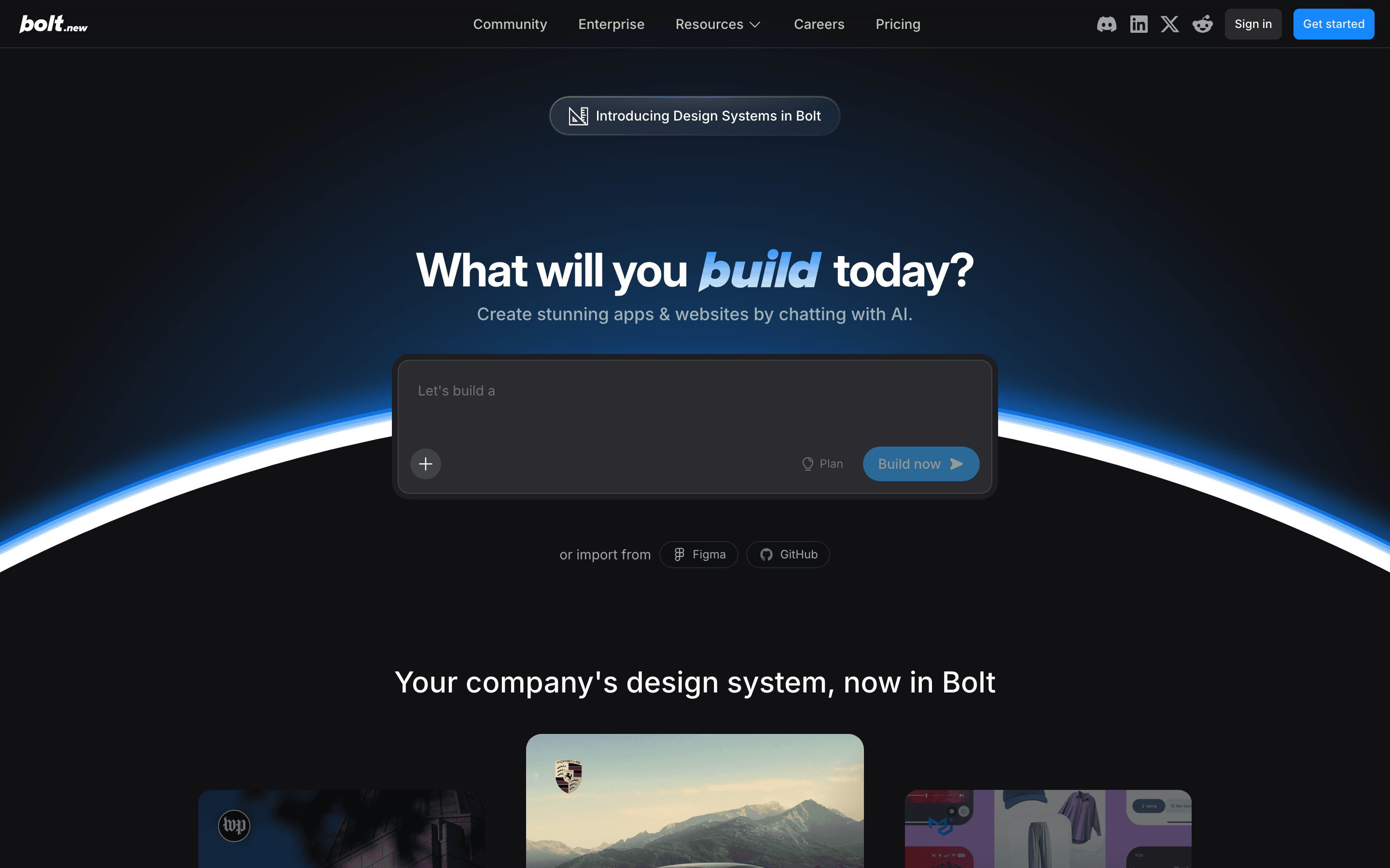 Bolt.new landing page