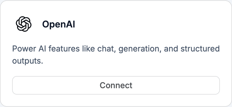 OpenAI integration card