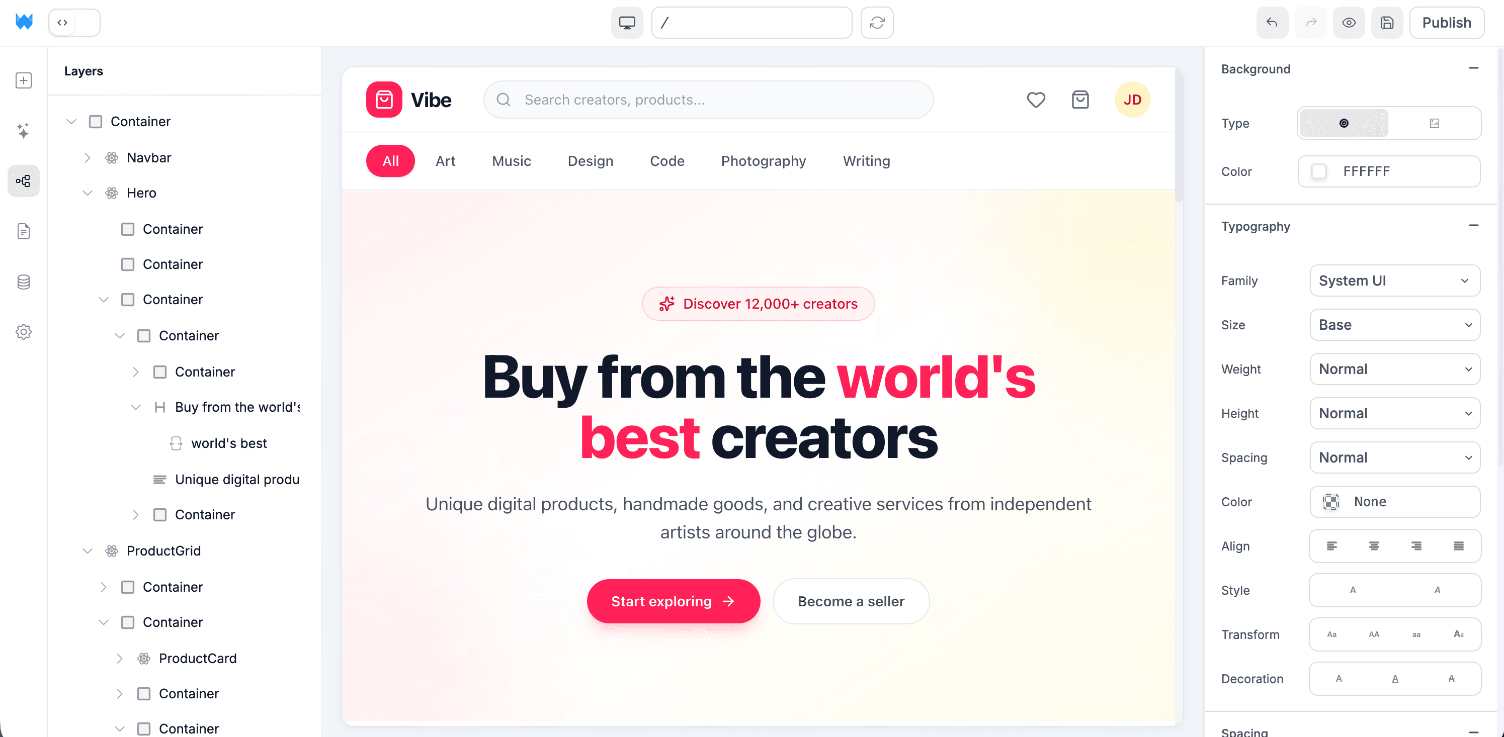 E-commerce stores built with Webtwizz